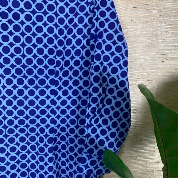 Three Islands Blue Batik Button Down Shirt Dress - Picture 6 of 7